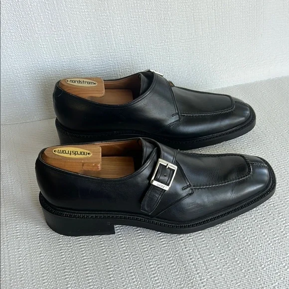 Bally Shoes Bally Black Leather Single Monk Strap Dress Shoes
